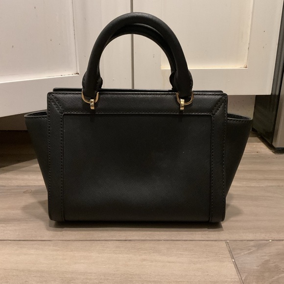 Michael Kors Tina Black Leather Small Tote Bag Satchel Crossbody Purse - Picture 3 of 8